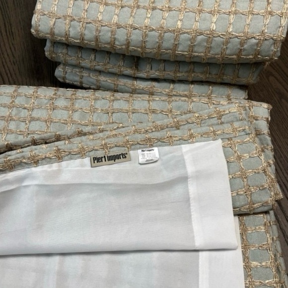 Pier 1 Jute Waffle Smoke Blue Curtain Panels - Picture 7 of 7